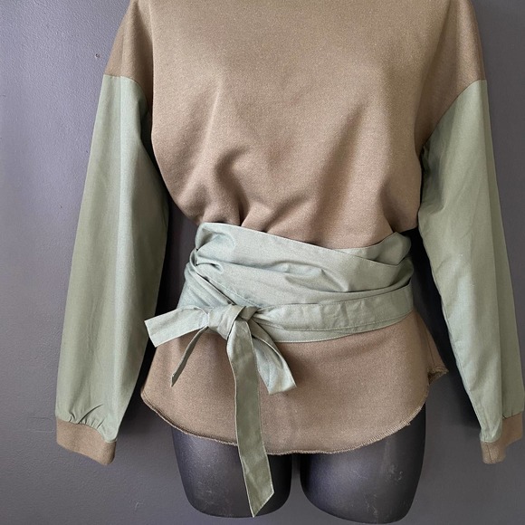 MOUSSY Shash Belt Sweatshirt Army Green Size Small - Picture 3 of 14